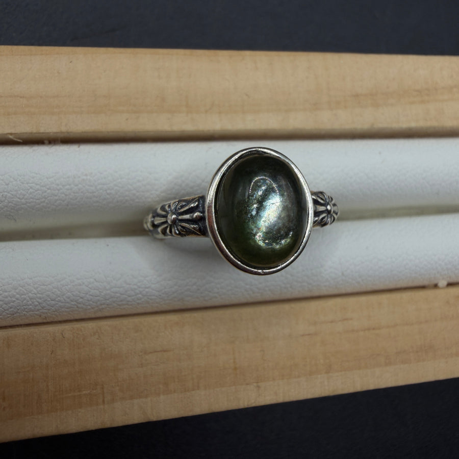 Green Mica S925 Adjustable Ring