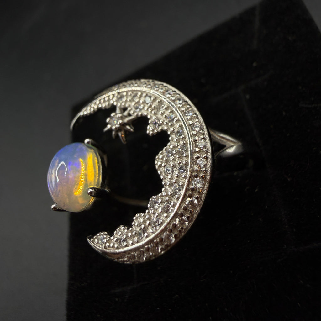 Opal Moon S925 Certified Adjustable Ring
