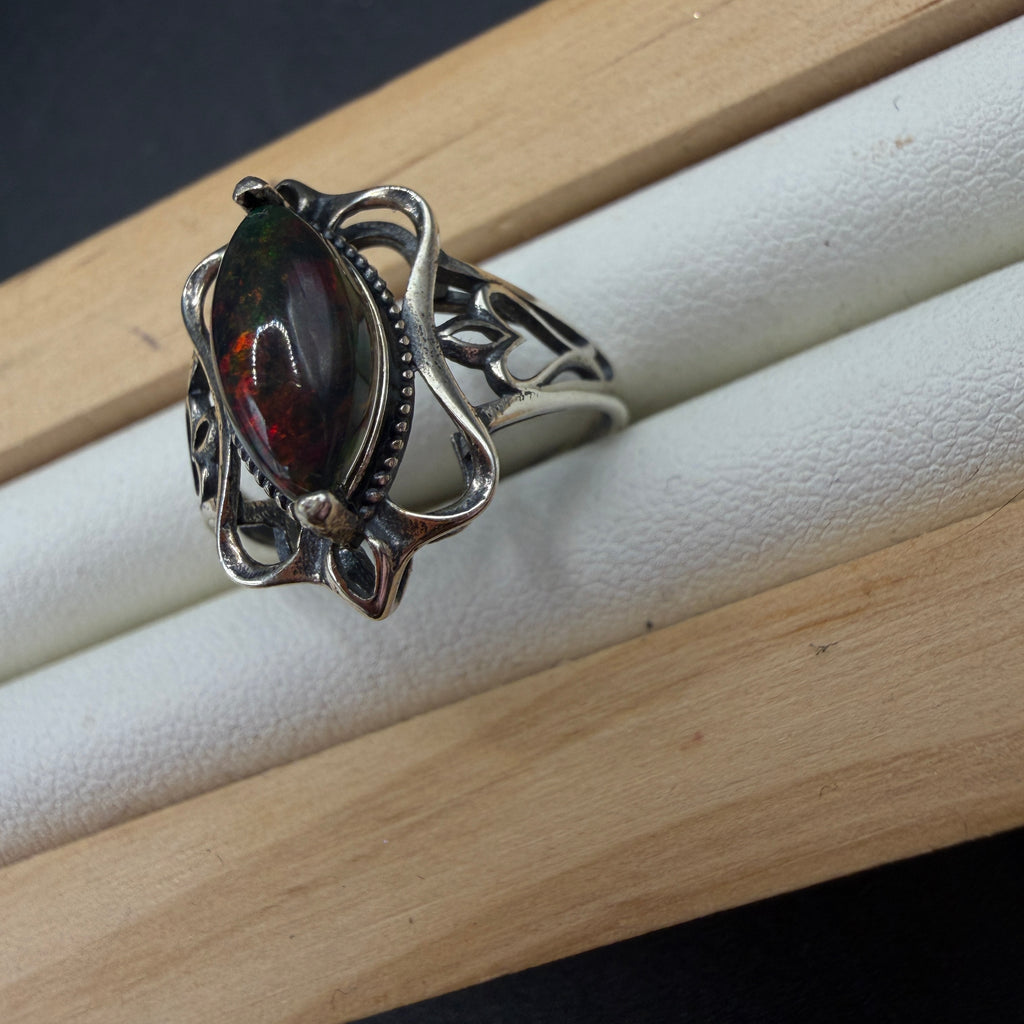 Black Opal S925 Adjustable Ring