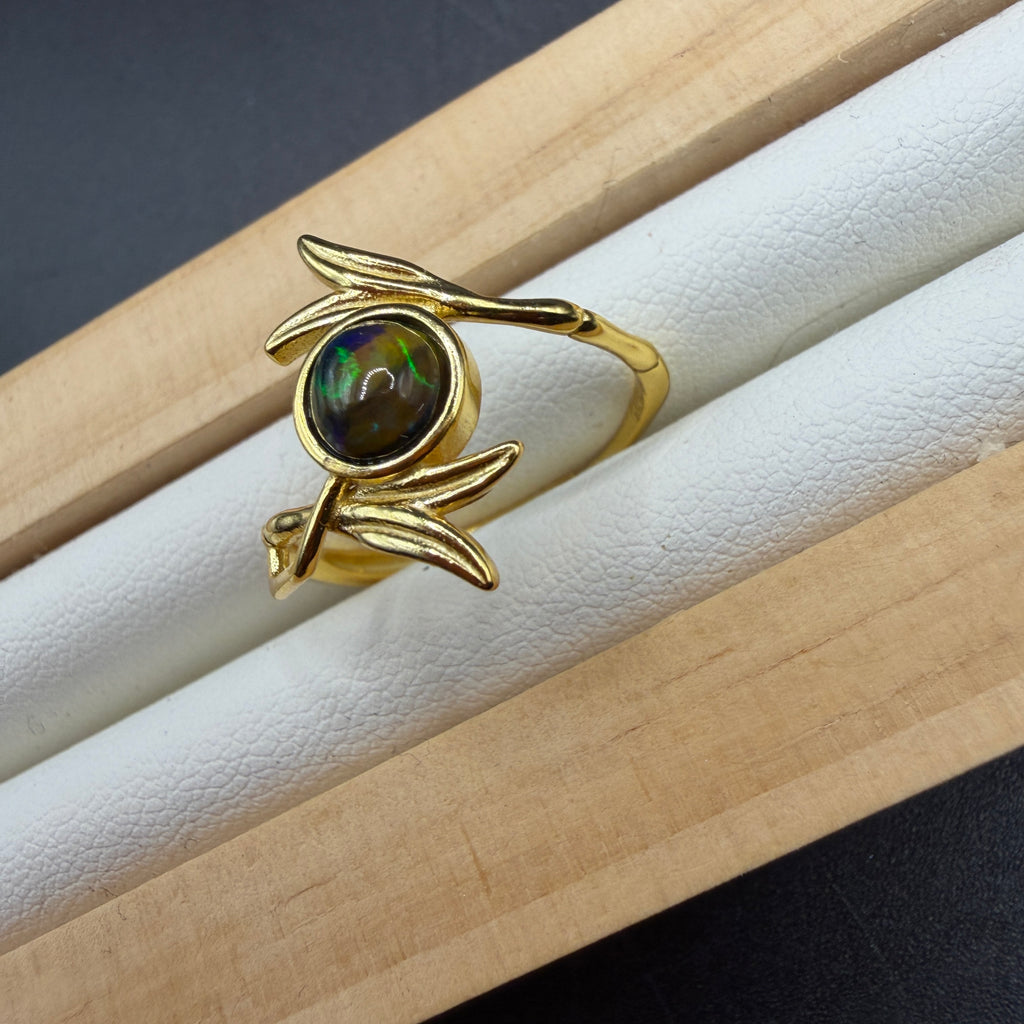 Black Opal S925 Adjustable Ring