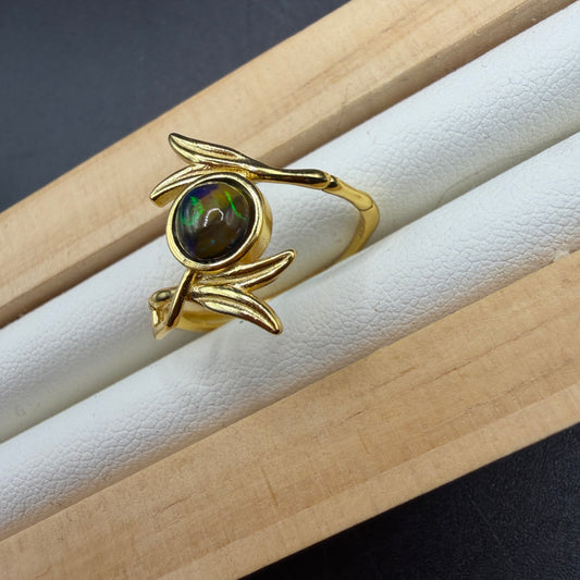 Black Opal S925 Adjustable Ring