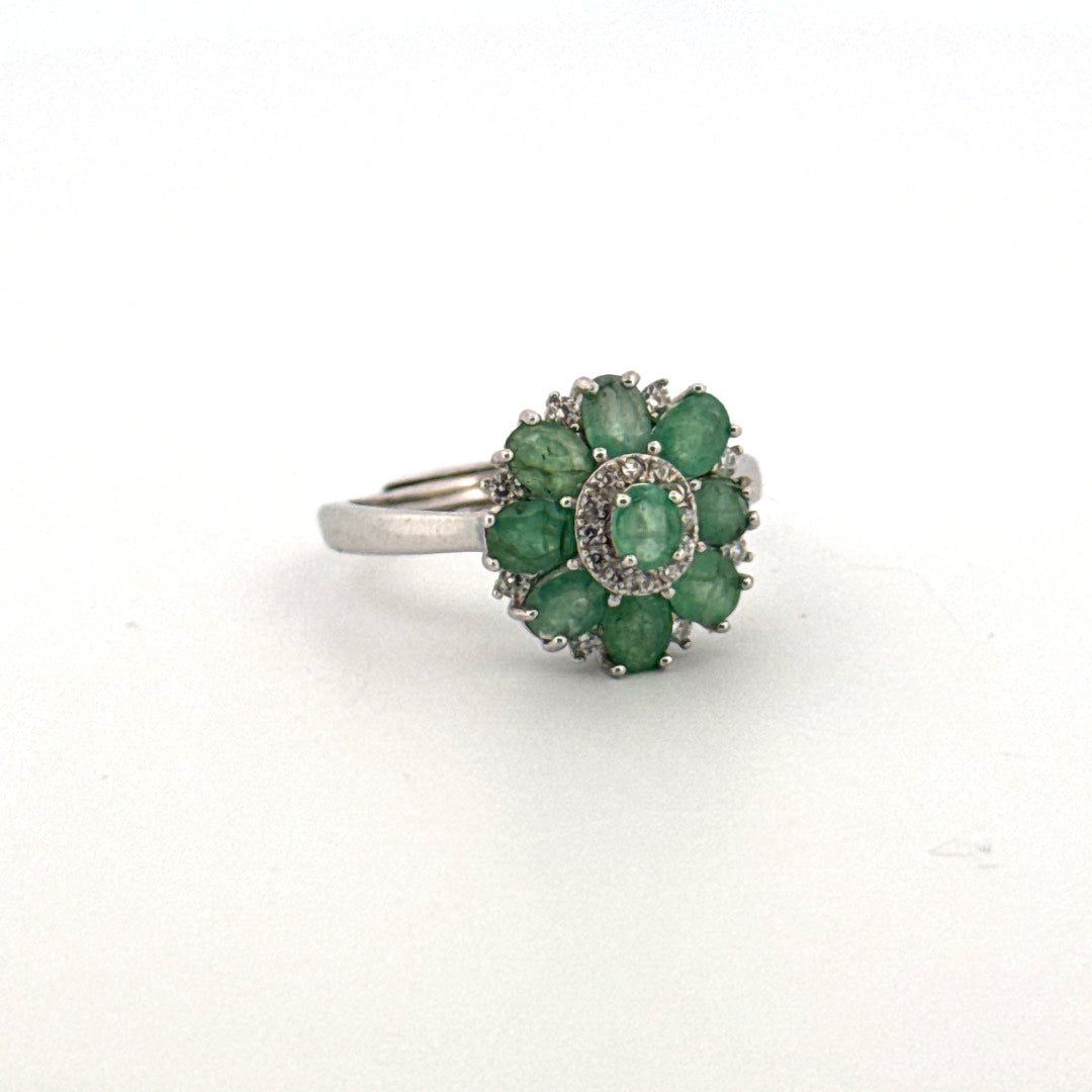 Emerald S925 Certified Adjustable Ring