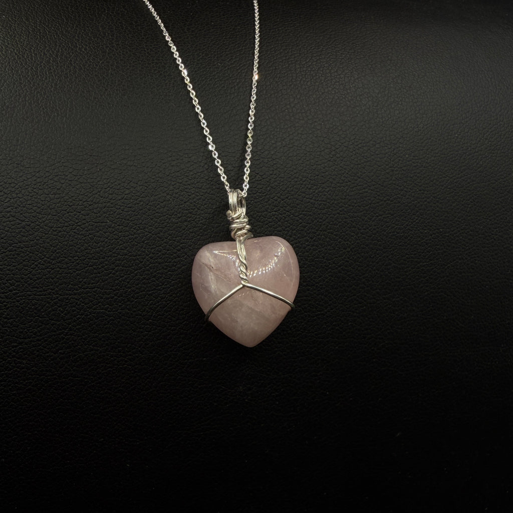 Rose Quartz Heart Handmade S925 Necklace