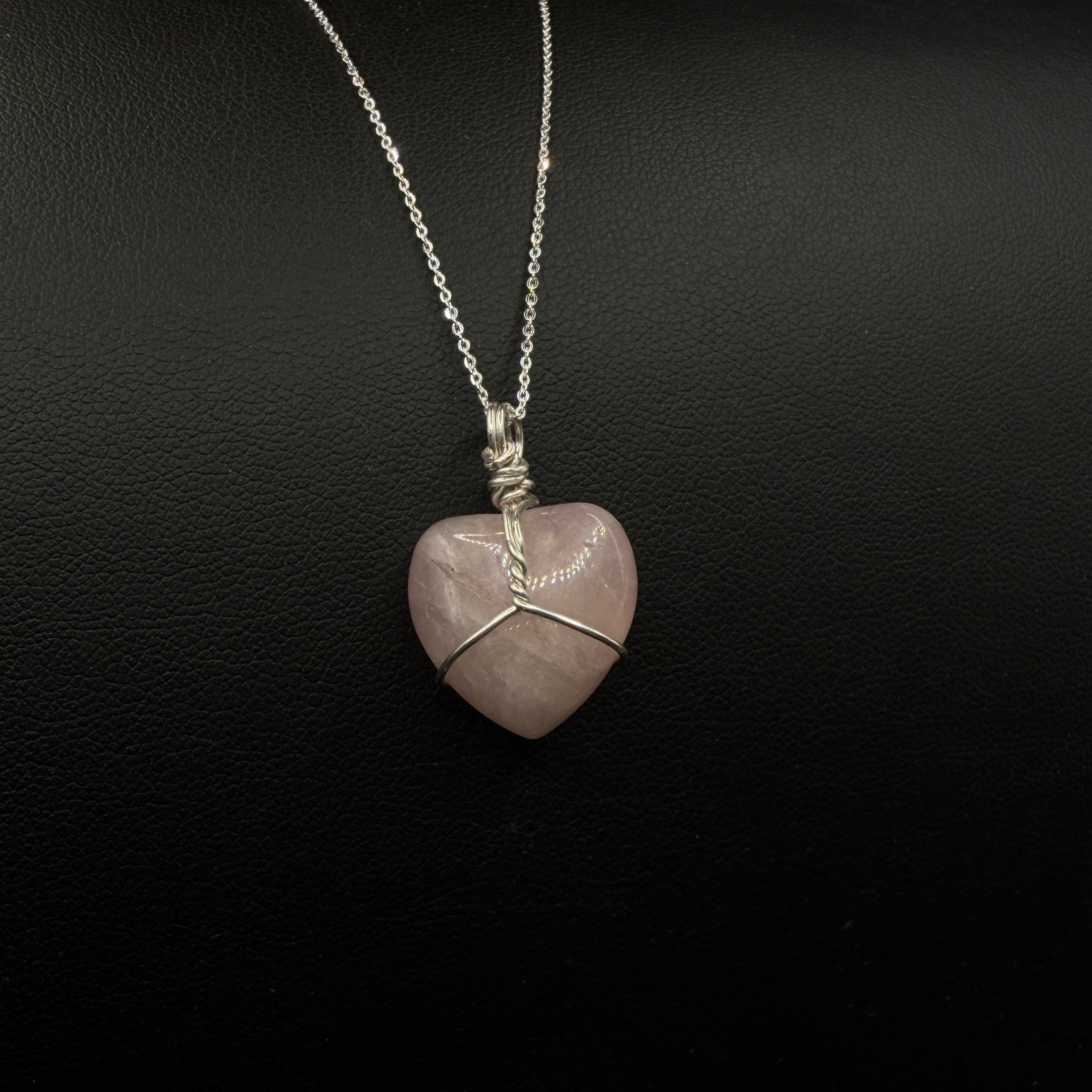Rose Quartz Heart Handmade S925 Necklace