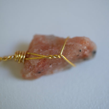 Sunstone Raw Handmade Gold Necklace on S925 Chain