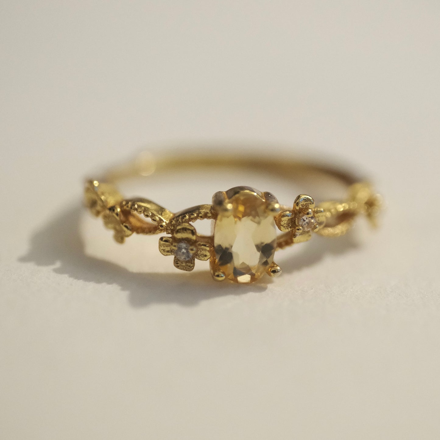 Citrine S925 Gold Adjustable Ring