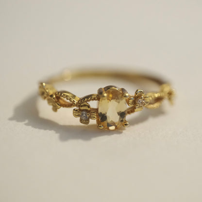 Citrine S925 Gold Adjustable Ring