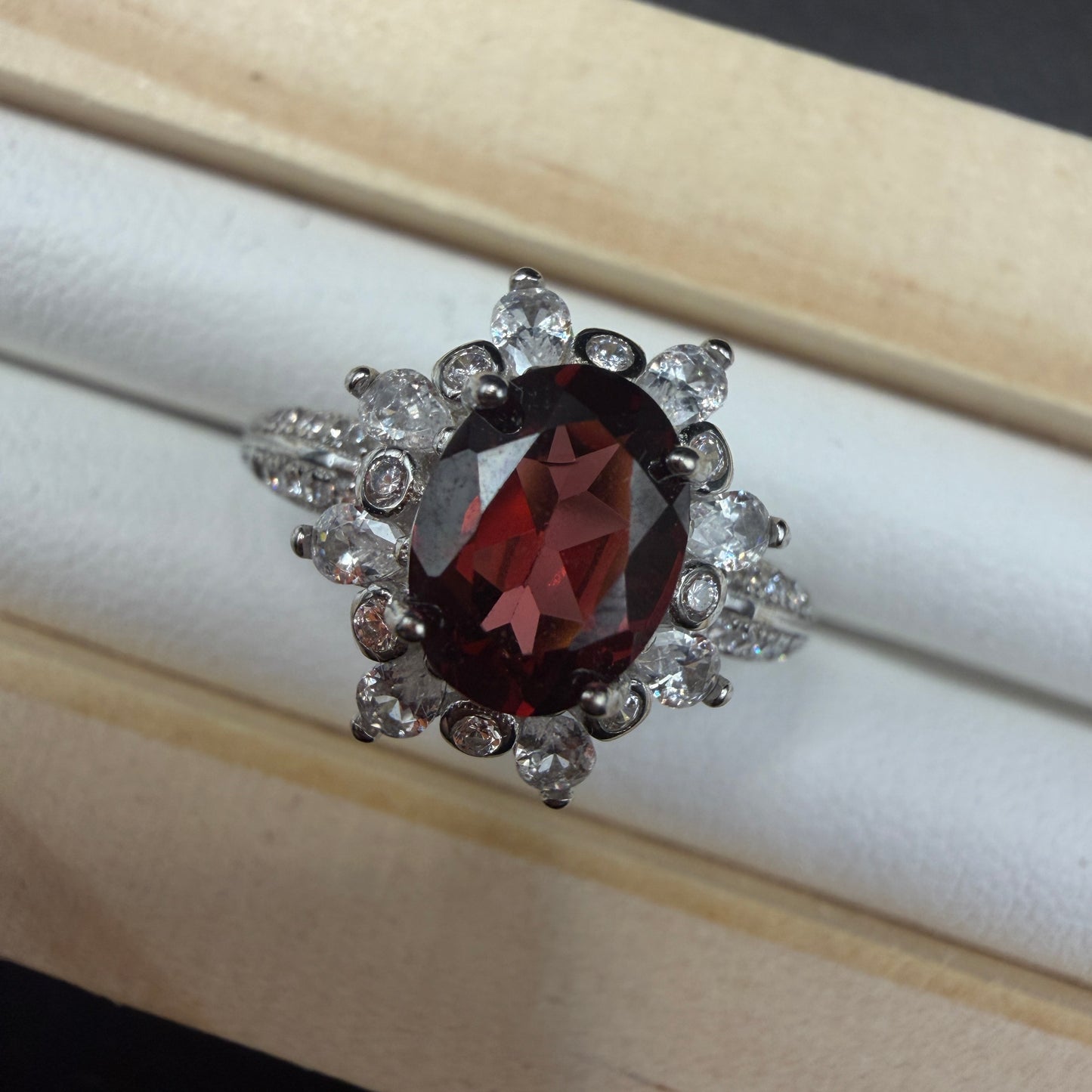 Garnet S925 Adjustable Ring