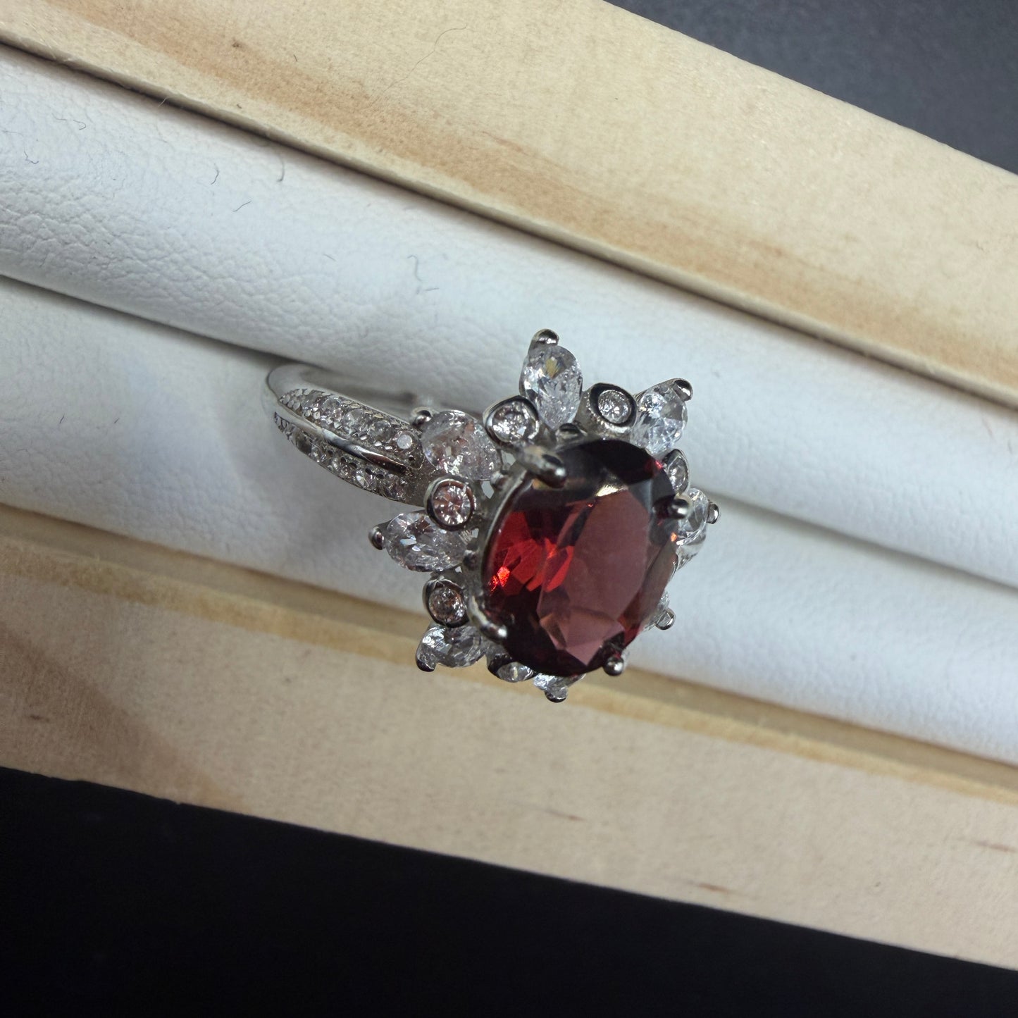 Garnet S925 Adjustable Ring