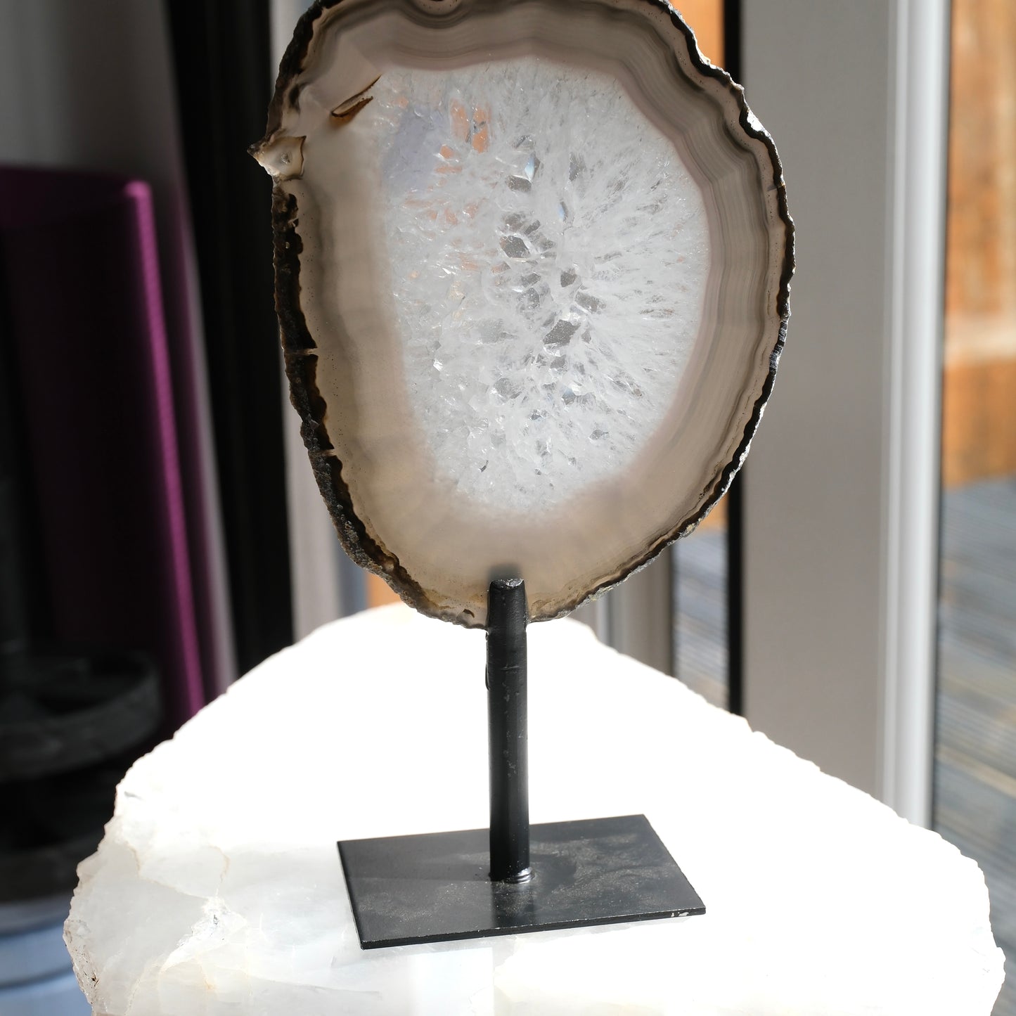 Agate Slice On Stand - Brazil