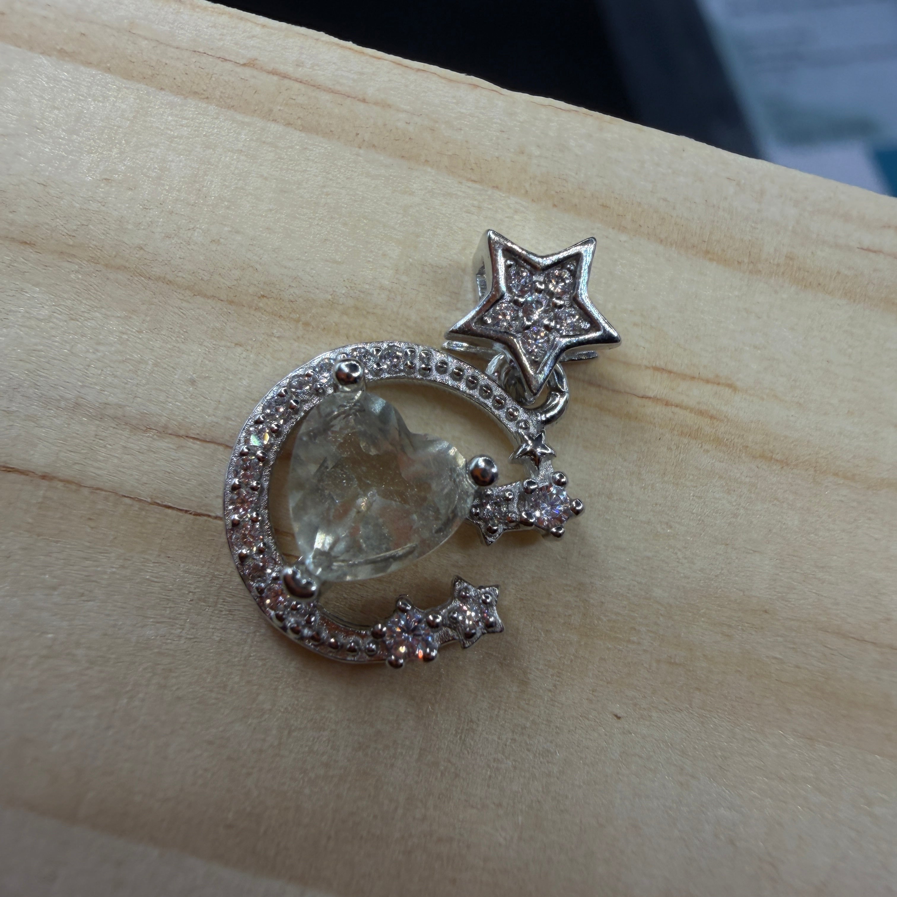 Libyan Desert Glass Moon and Star S925 Certified Necklace