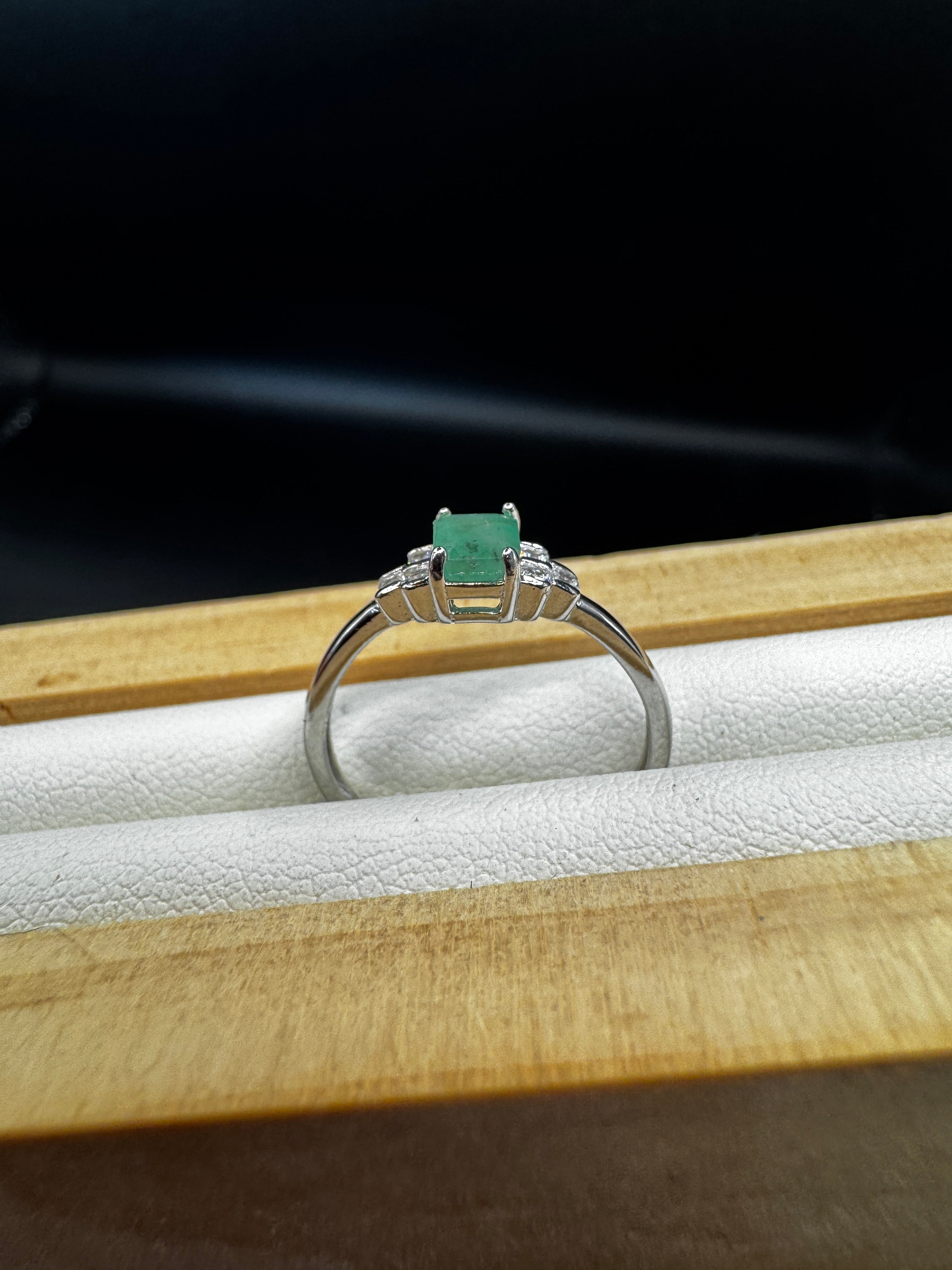 Emerald S925 Adjustable Ring