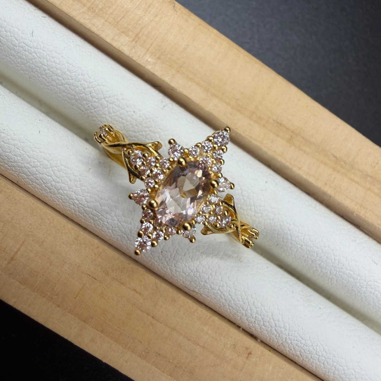 Rose Quartz Star S925 Adjustable Ring