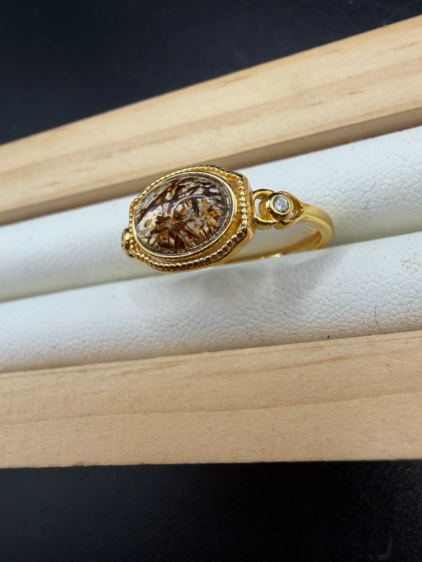 Golden Rutile S925 Adjustable Ring
