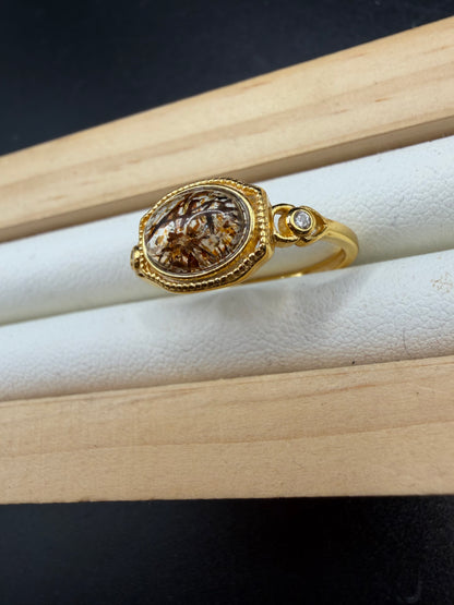Golden Rutile S925 Adjustable Ring