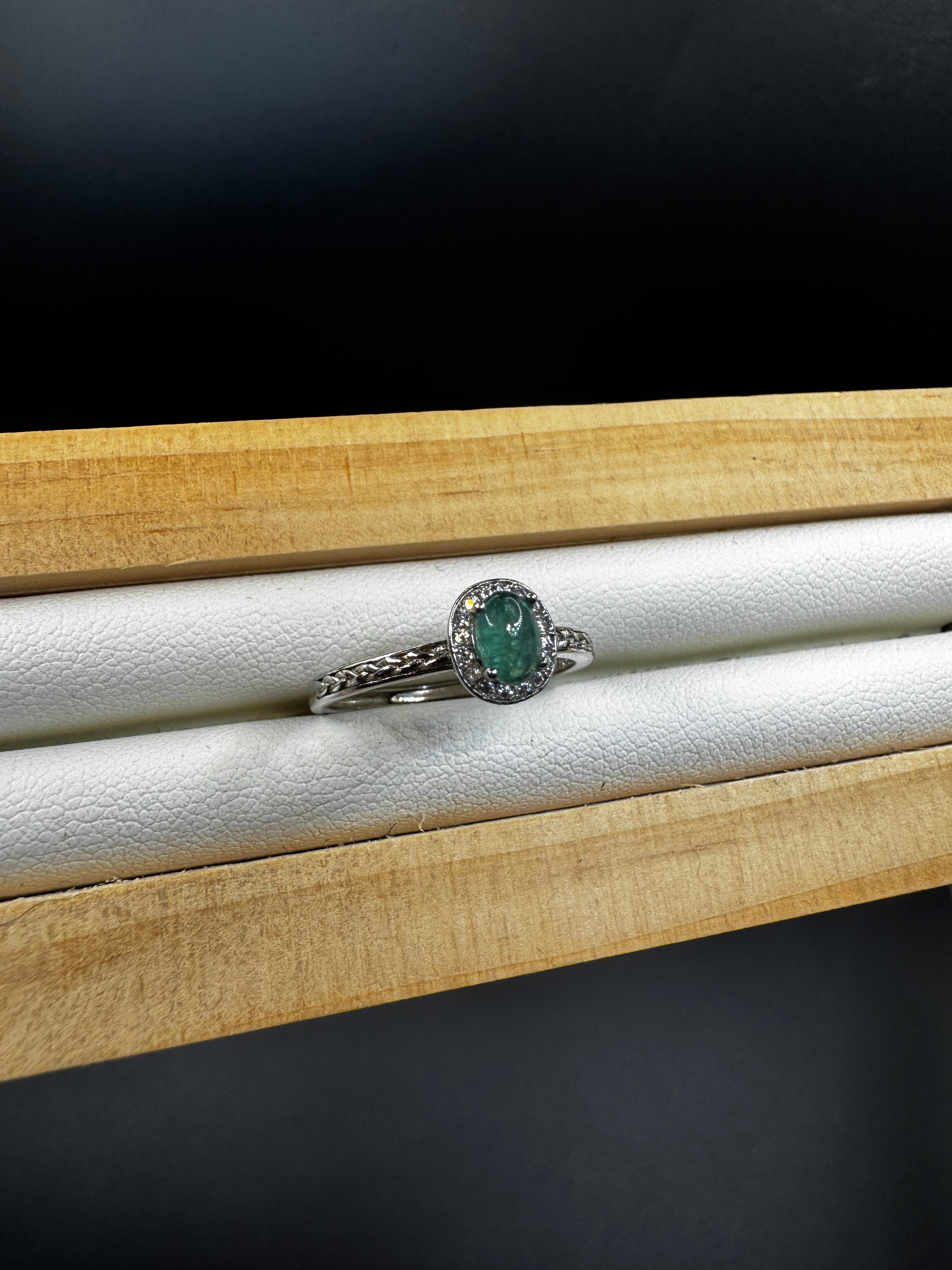 Emerald S925 Adjustable Ring
