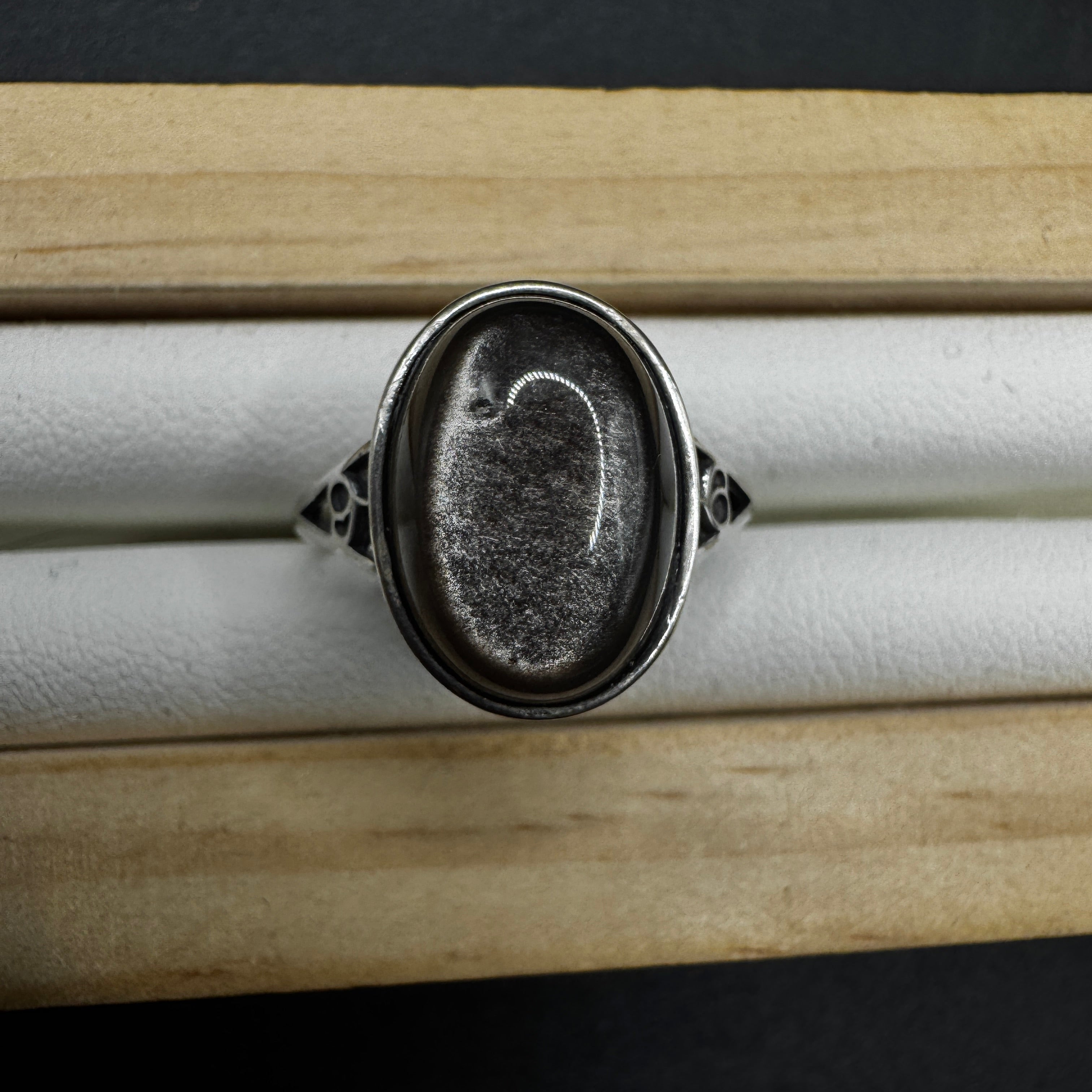 Silver Sheen Obsidian S925 Adjustable Ring