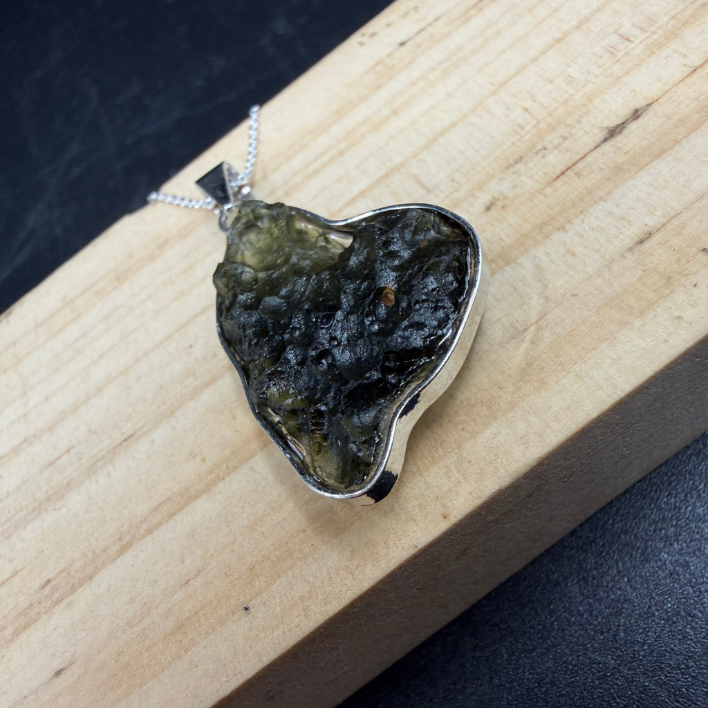 Raw Moldavite S925 Certified Necklace
