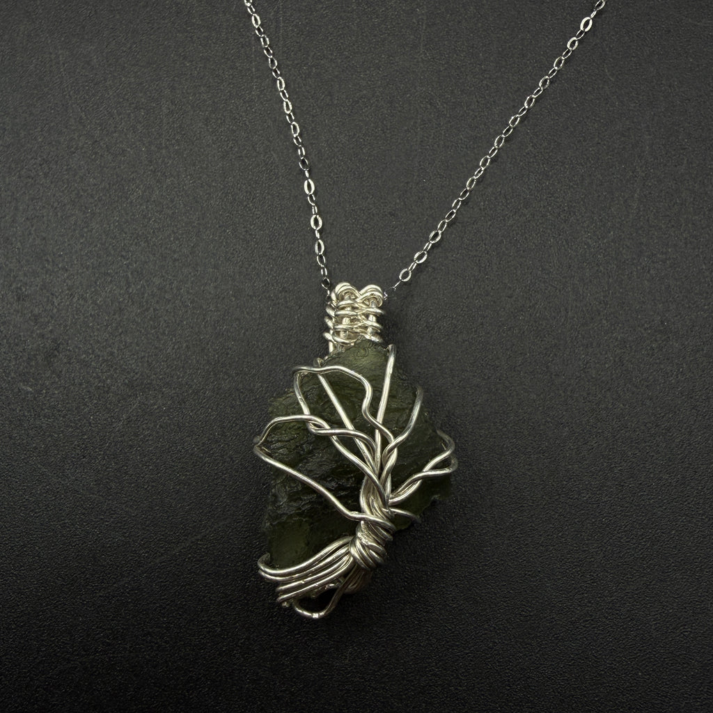 Moldavite Tree Of Life S925 Handmade Necklace