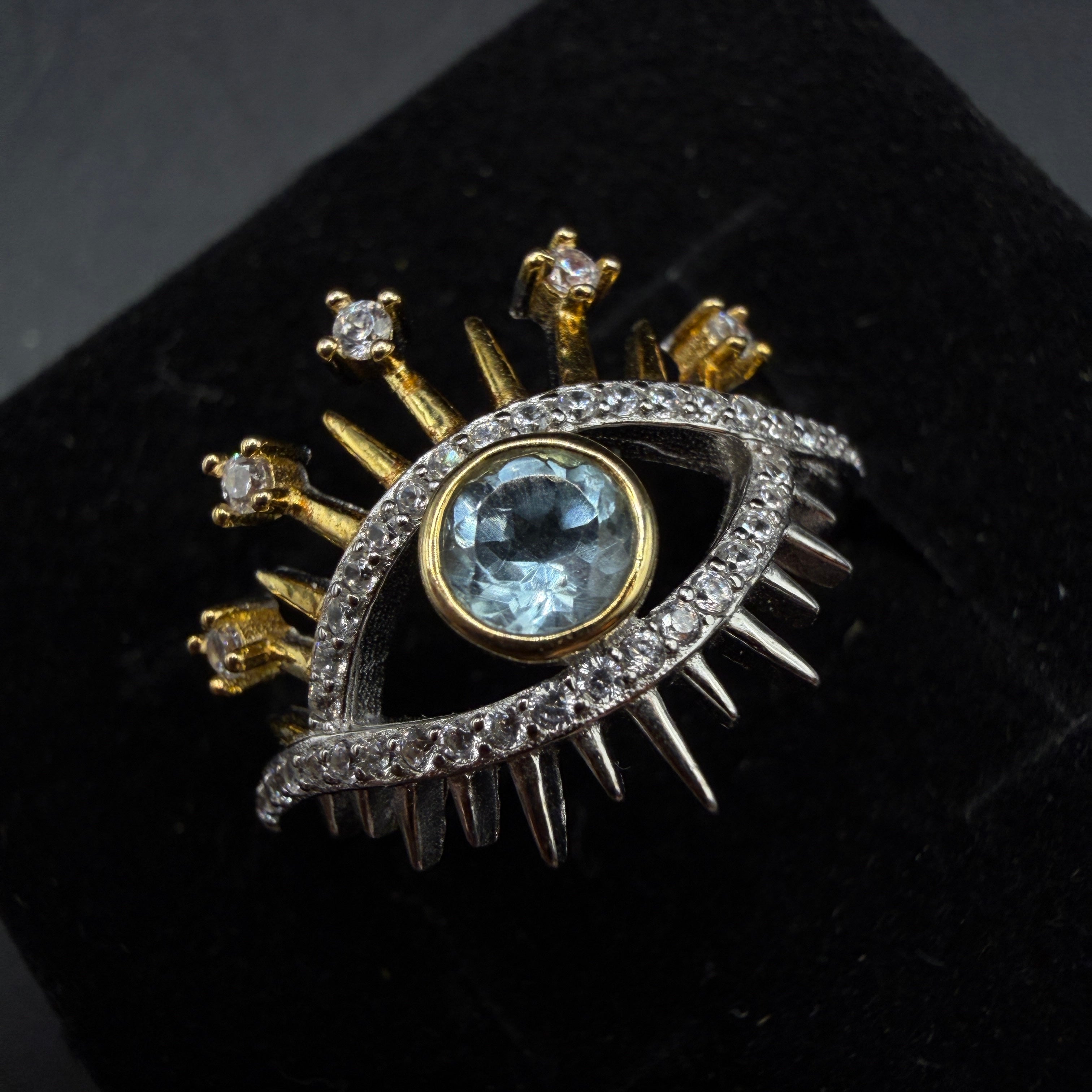 Blue Topaz Eye S925 Certified Adjustable Ring