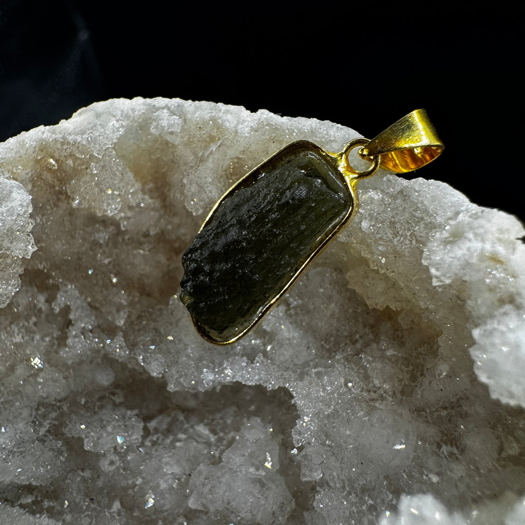 Moldavite Gold Certified Necklace
