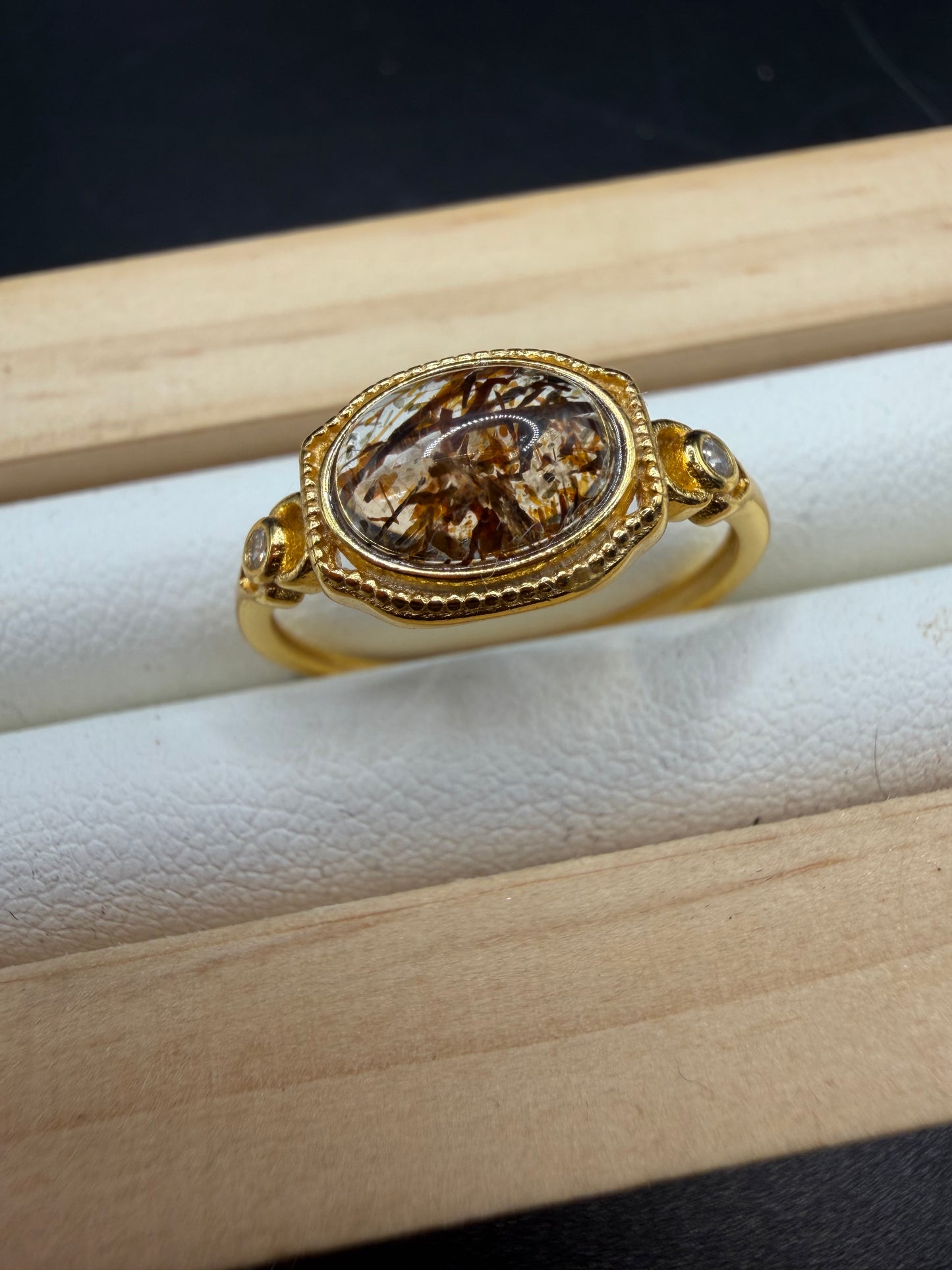 Golden Rutile S925 Adjustable Ring