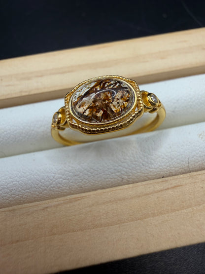 Golden Rutile S925 Adjustable Ring