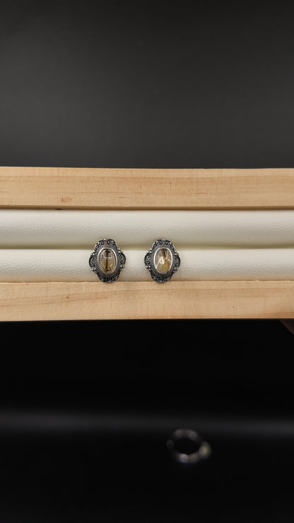 Golden Rutile S925 Earrings
