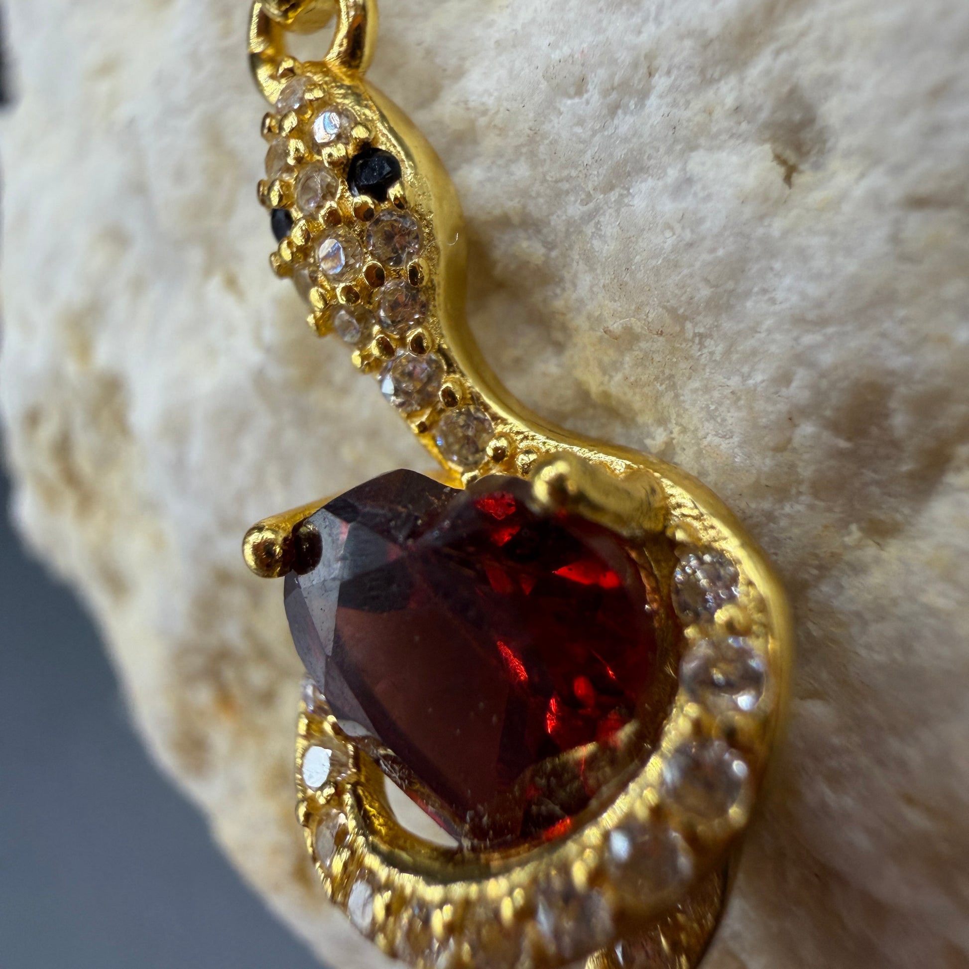 Garnet Snake S925 Necklace