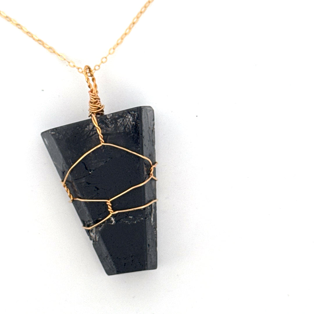 Black Tourmaline in Quartz Handmade Necklace