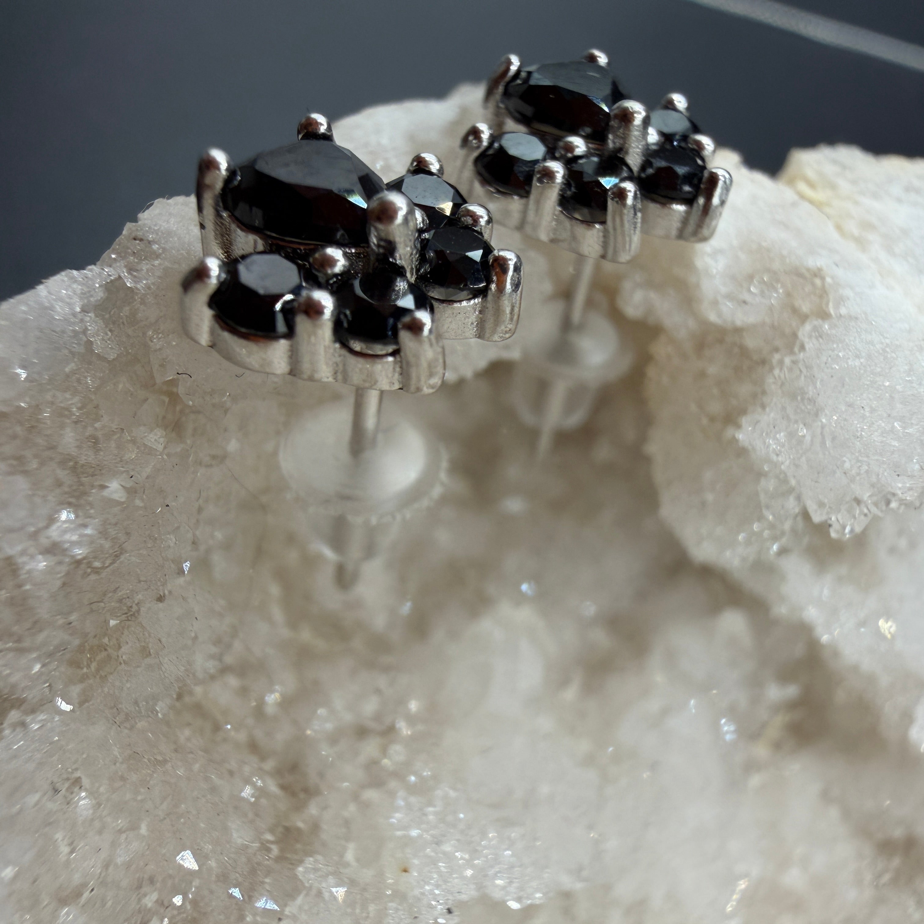 Black Spinel Paw S925 Earrings