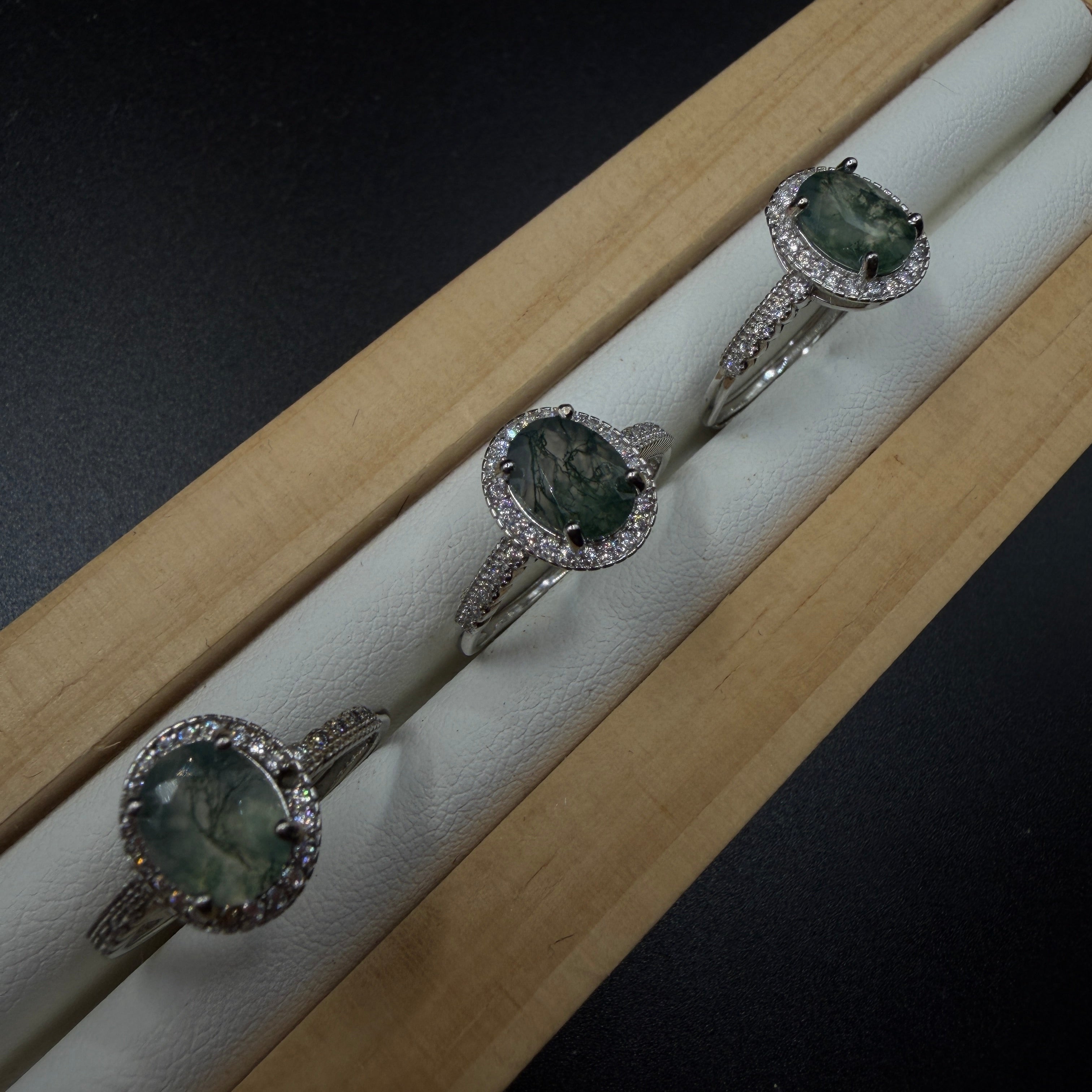 Moss Agate S925 Adjustable Ring