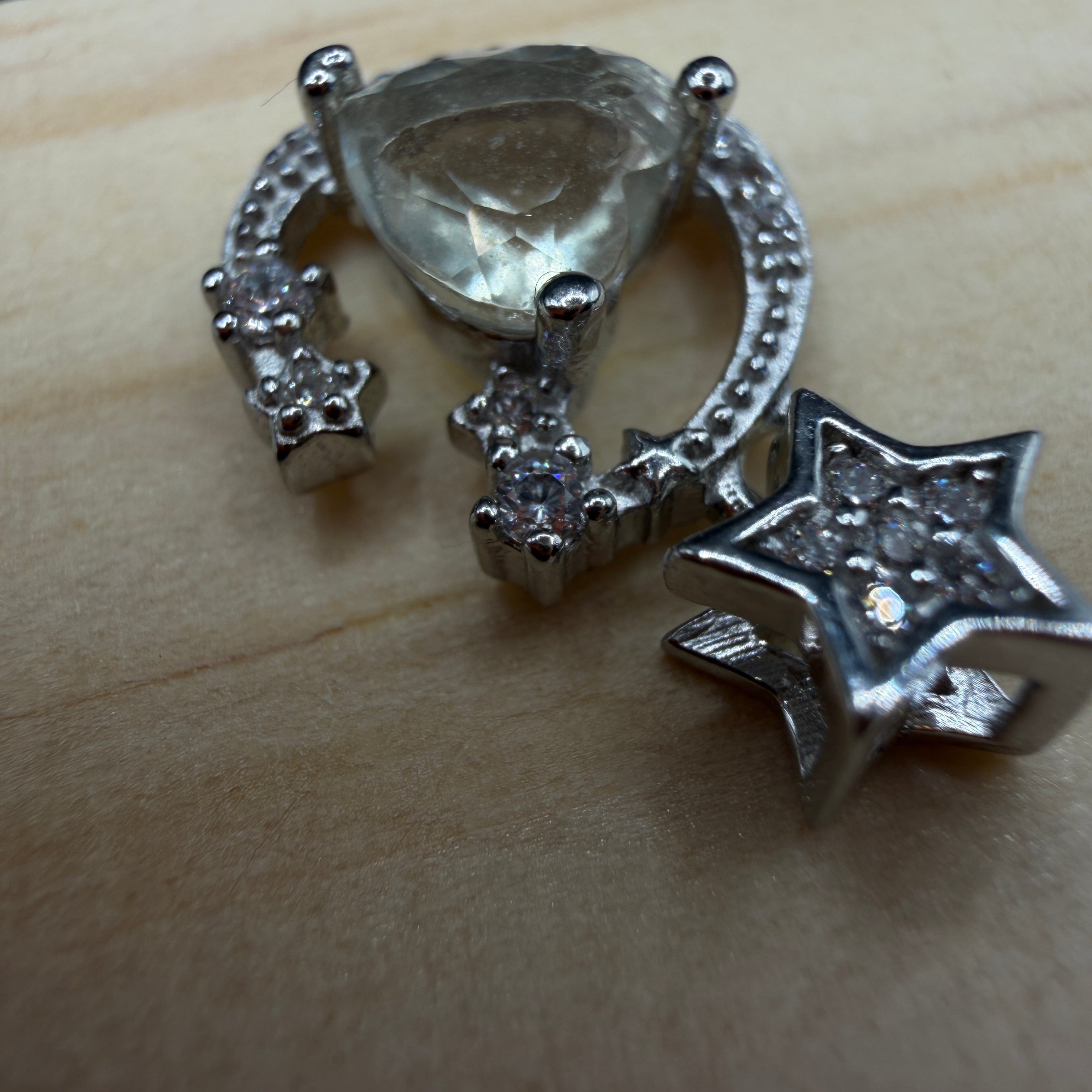 Libyan Desert Glass Moon and Star S925 Certified Necklace