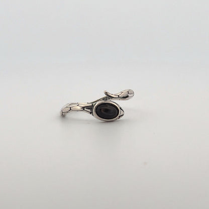 Silver Sheen Obsidian Snake S925 Adjustable Ring