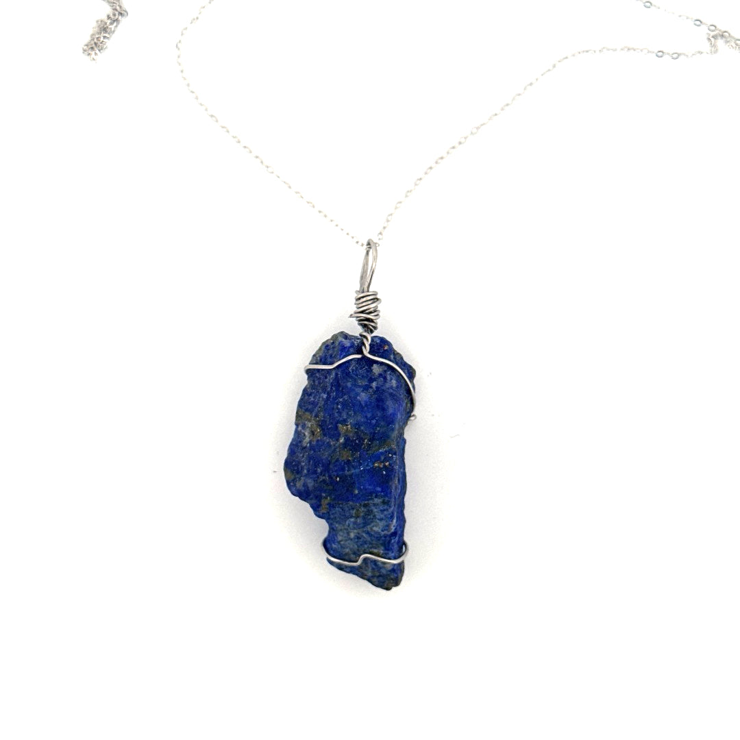 Raw Lapis Lazuli Handmade Necklace on S925 Chain