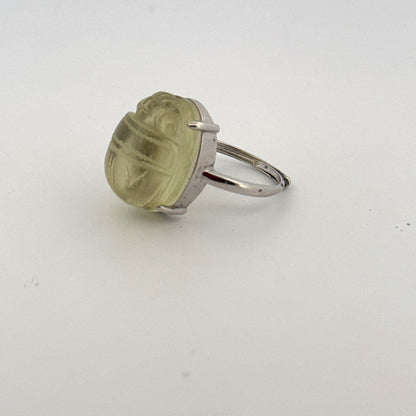 Large Libyan Desert Glass S925 Certified Adjustable Ring