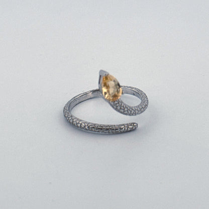 Citrine Snake S925 Adjustable Ring