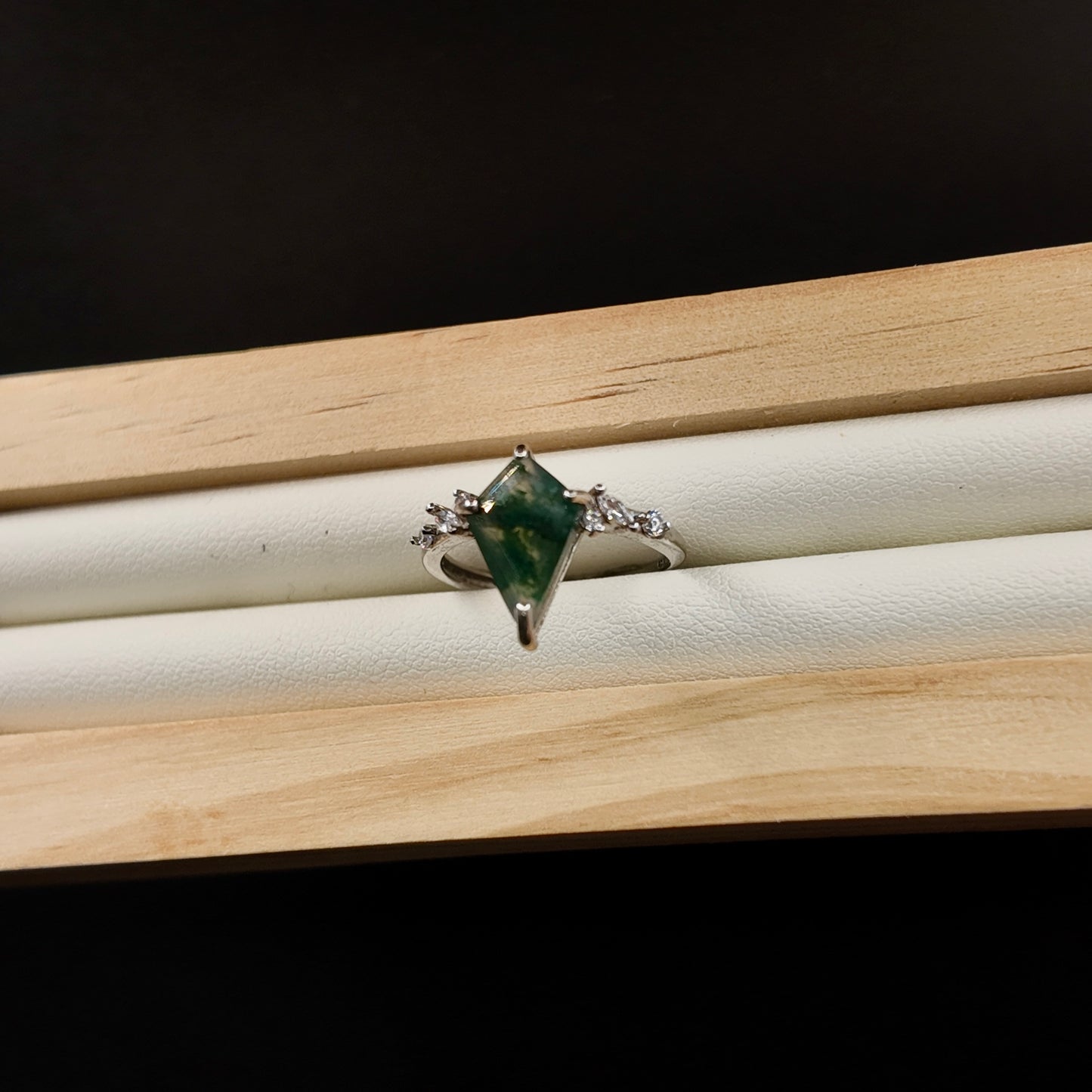 Moss Agate S925 Adjustable Ring