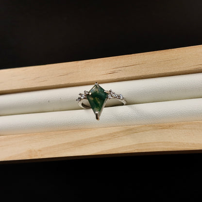 Moss Agate S925 Adjustable Ring