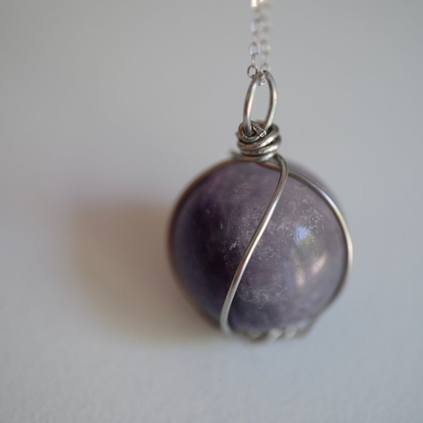 Fluorite Sphere Handmade Necklace on S925 Chain