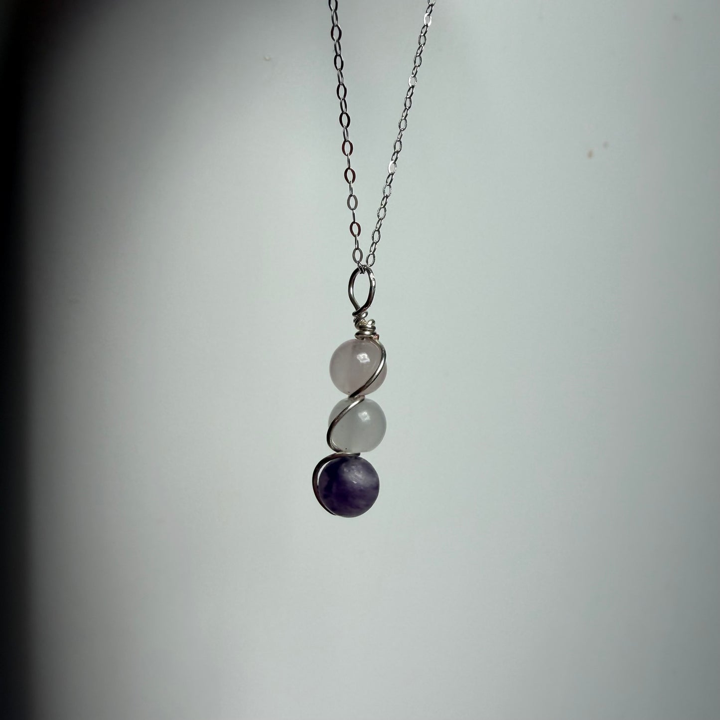 Pure Presence Rose Quartz Moonstone and Lepidolite Handmade Necklace