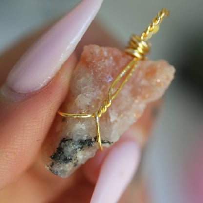 Sunstone Raw Handmade Gold Necklace on S925 Chain