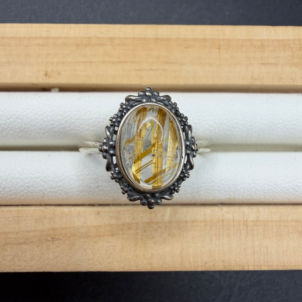 Golden Rutile S925 Adjustable Ring