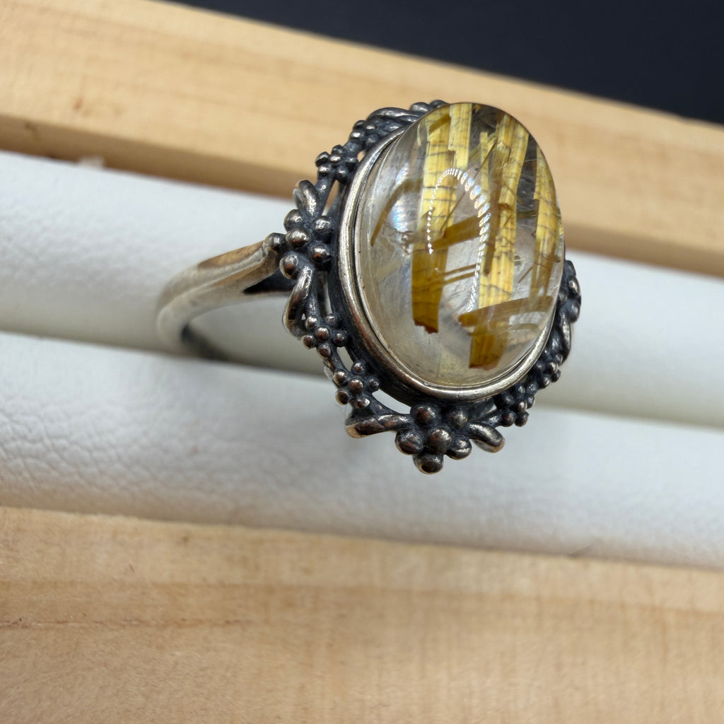 Golden Rutile S925 Adjustable Ring