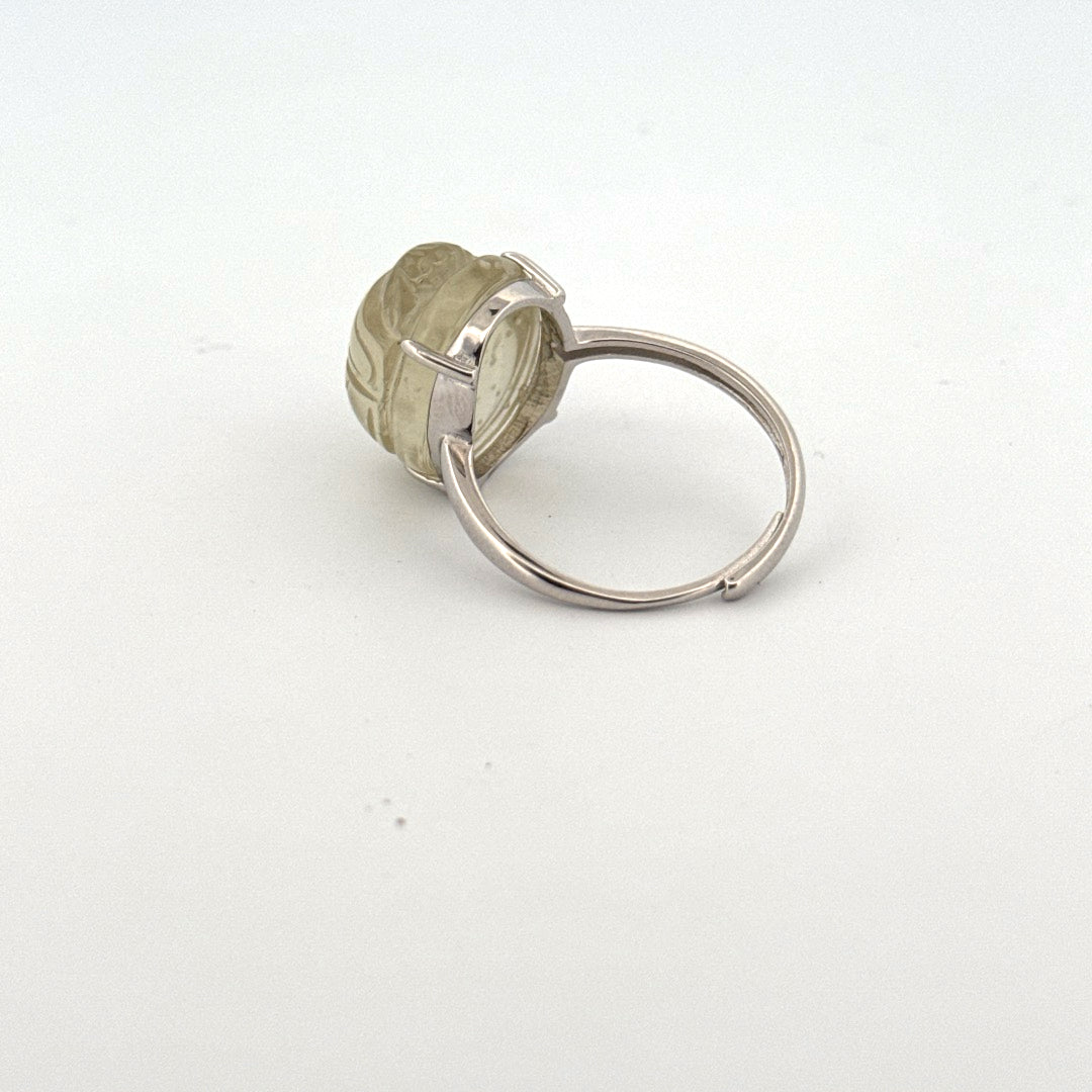 Large Libyan Desert Glass S925 Certified Adjustable Ring