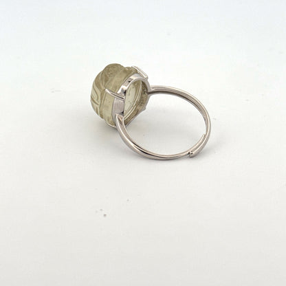 Large Libyan Desert Glass S925 Certified Adjustable Ring