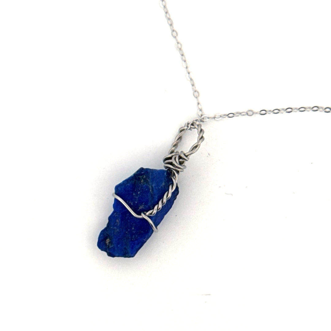 Raw Lapis Lazuli Handmade Necklace on S925 Chain