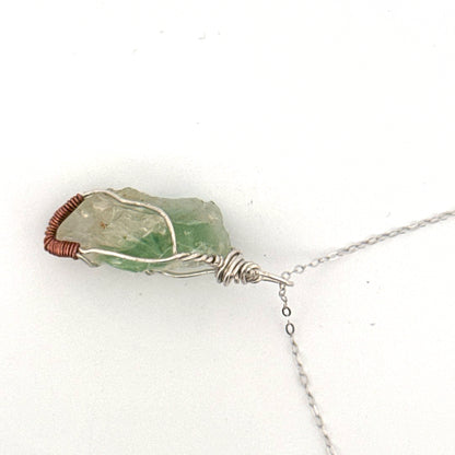 Green Lemurian Fluorite S925 Handmade Necklace