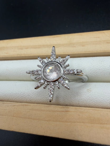 Rose Quartz S925 Adjustable Ring