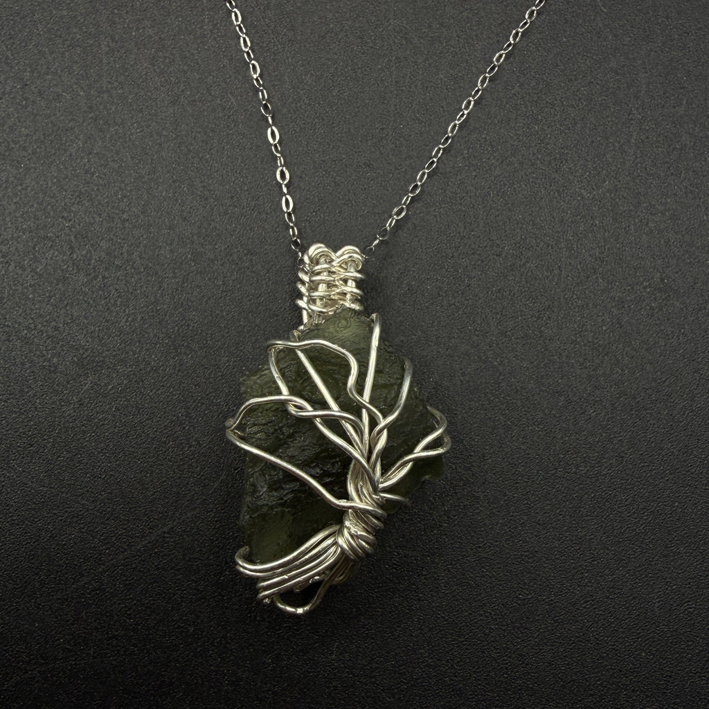 Moldavite Tree Of Life S925 Handmade Necklace